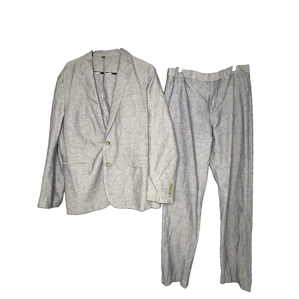 J.Crew Ludlow Unstructured Suit Baird McNutt Irish Linen Mens 40R 32x32 2 Piece